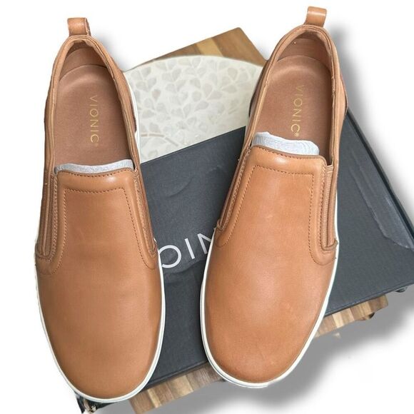 Vionic Kimmie Orthotic Leather Arch Support Slip-On Comfort Casual Sneakers Wome - Picture 5 of 13